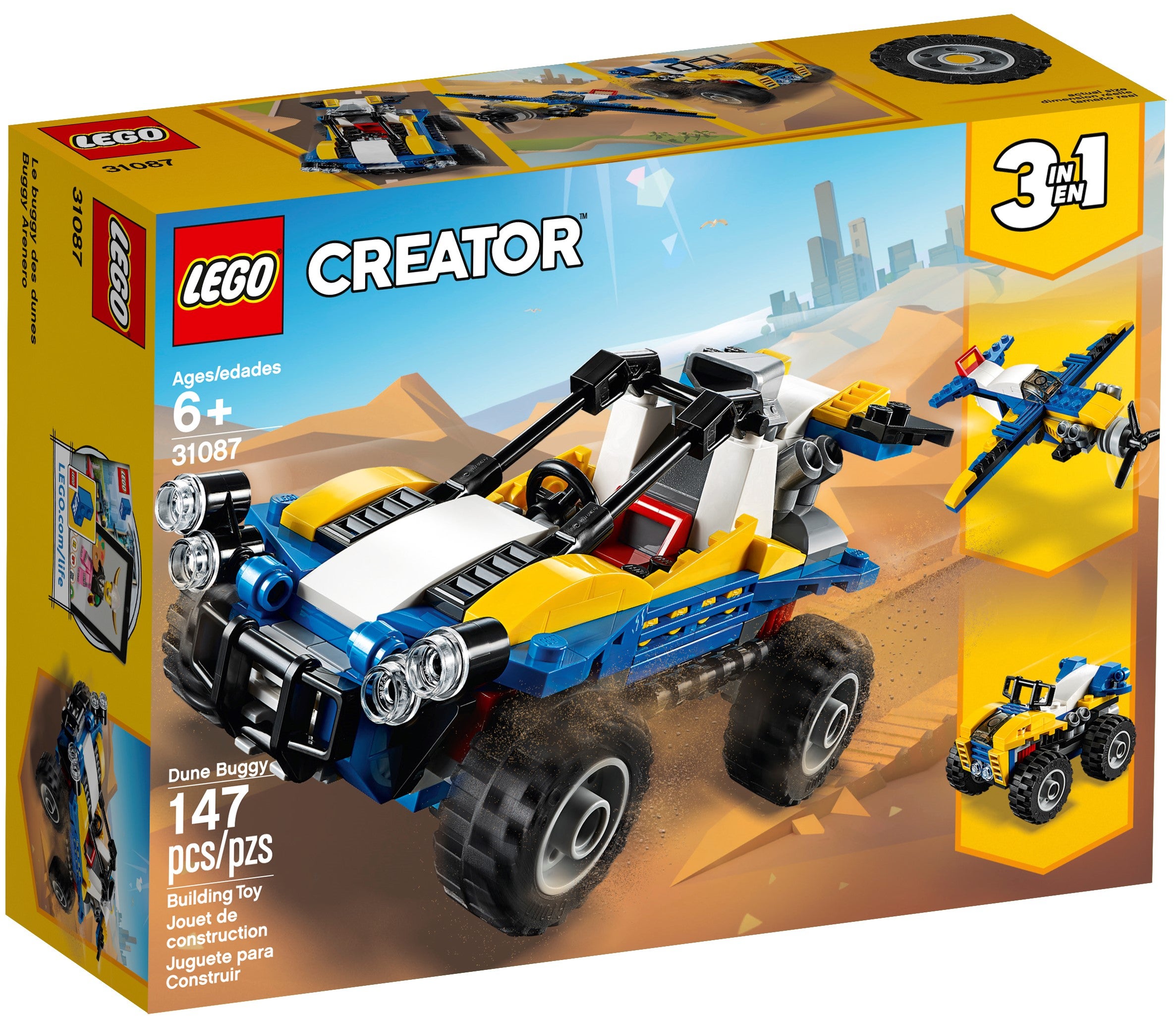 Airplane Lego 31087 Creator 3 in 1 Dune Buggy & Quad bike.147 pieces ~ NEW ~